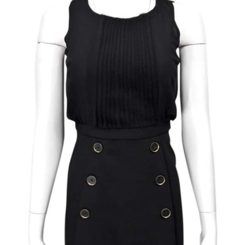 12P Black Pintuck Blouse Skirt Dress Black NWT